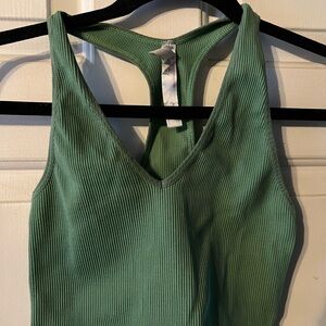 Green Ribbed Cropped Tank Top💚